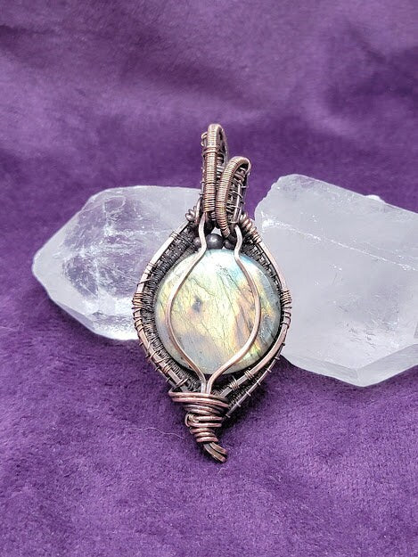 Flashy Labradorite in Antiqued Copper