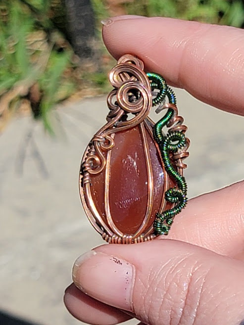 Red Agate Pumpkin in Antiqued Copper