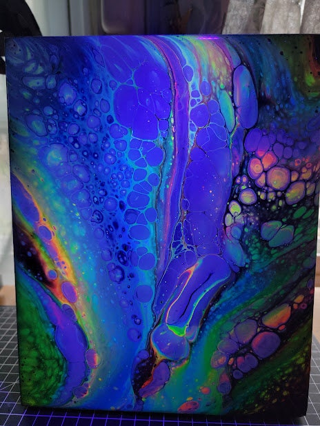 Dark Side of the Rainbow - 8"x10" Acrylic & Resin Pour w/ Blacklight Effect