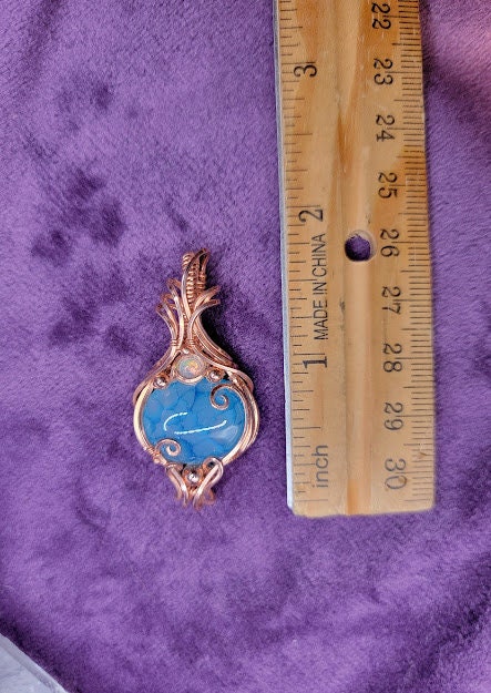 Blue Dragon Veins Agate w/ Ethiopian Opal in Bright Copper