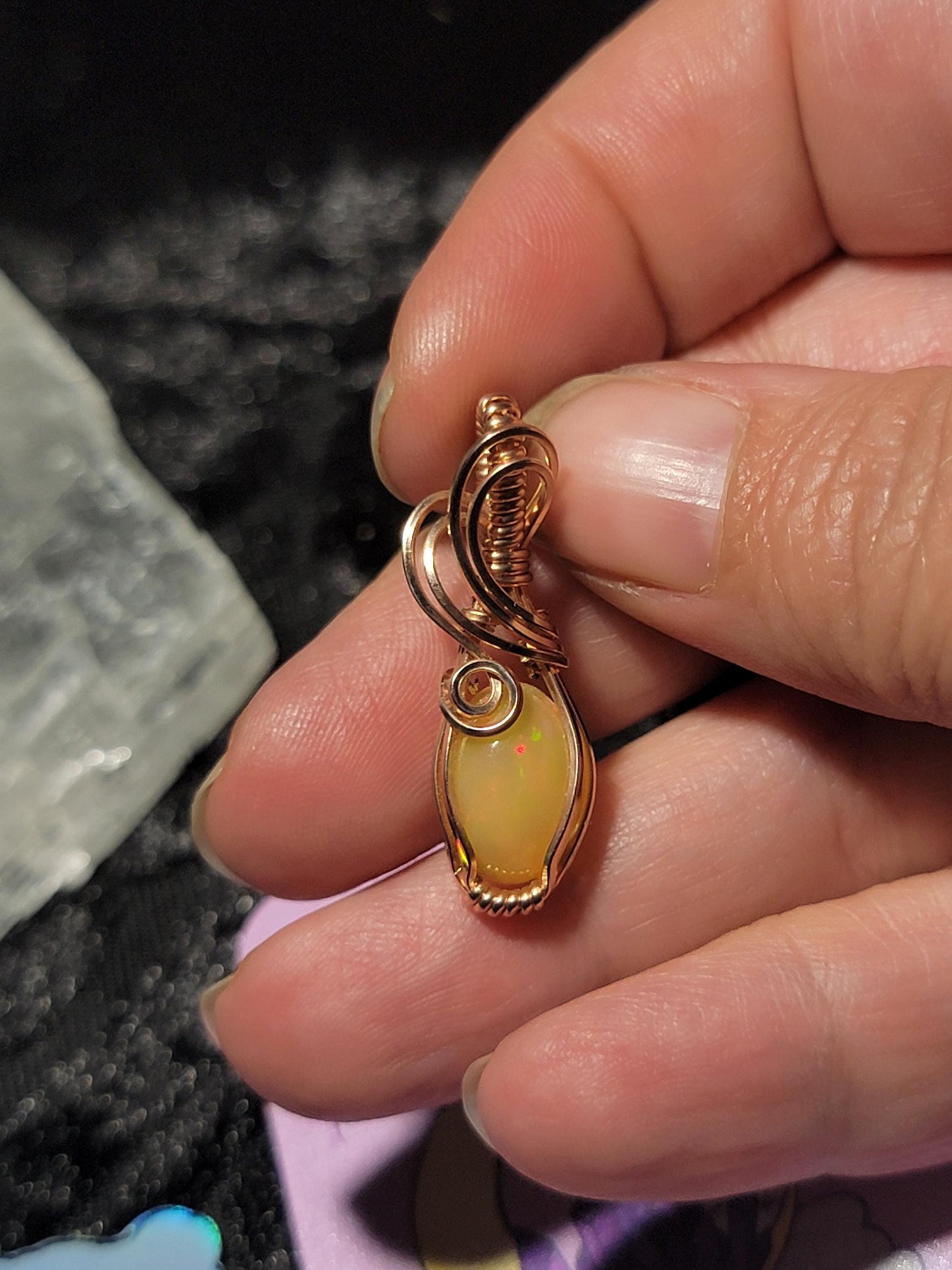 Natural Ethiopian Opal in 14k Rose Gold Filled
