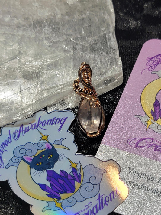 Faceted Rose Quartz in 14k Rose Gold Filled Wire