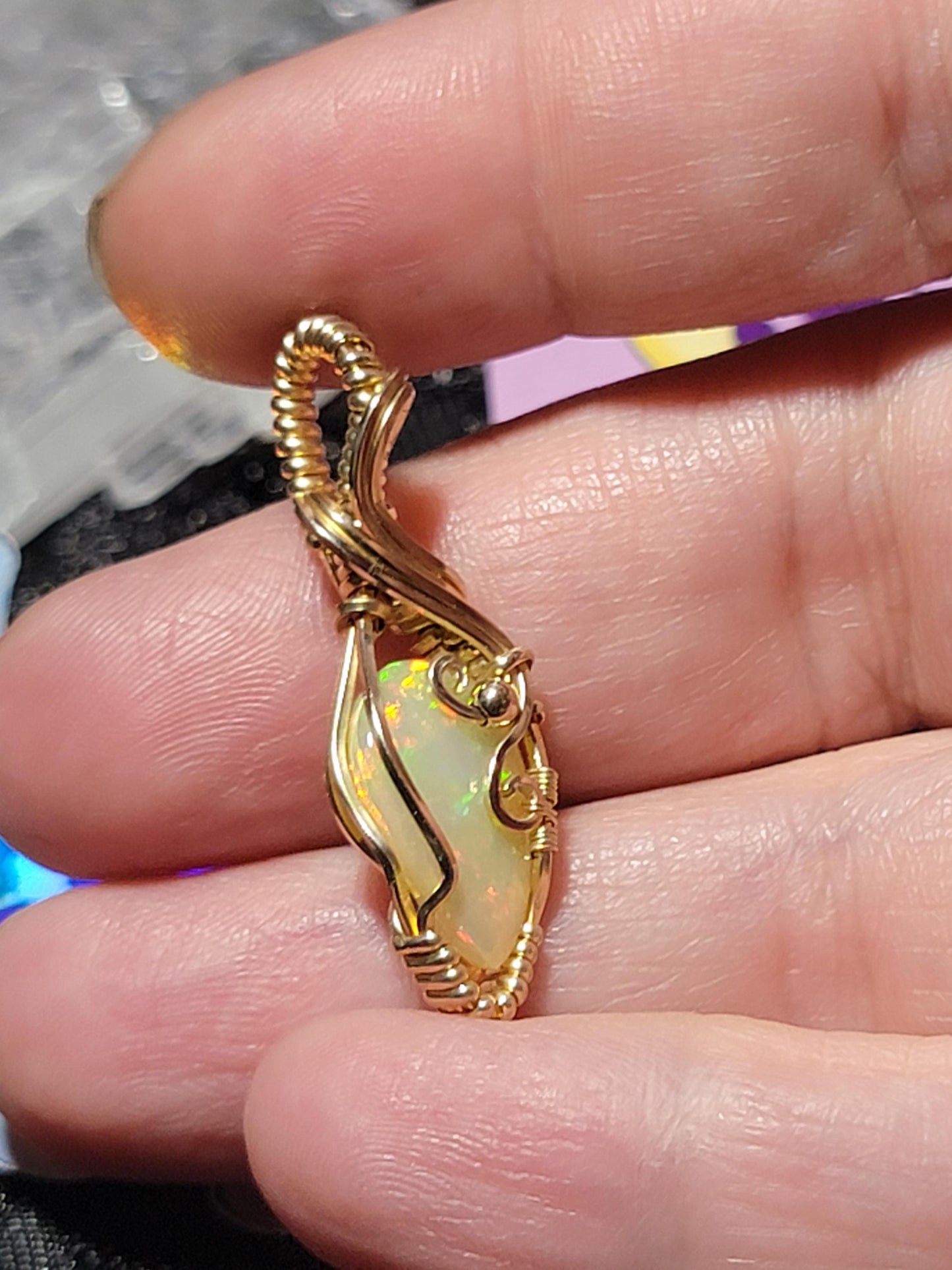 Natural Ethiopian Opal w/ Quarry Inlay in 14k Gold Filled