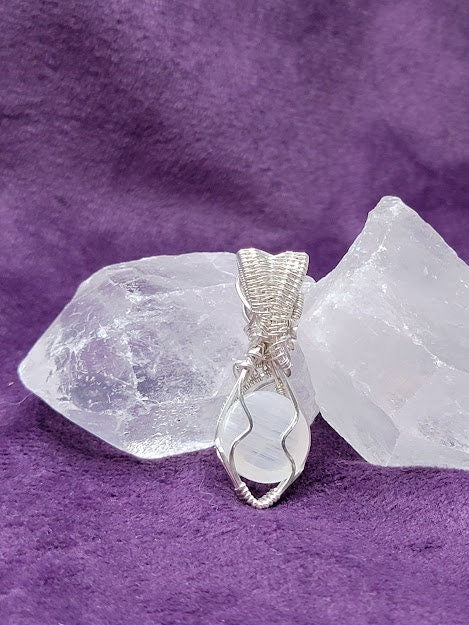 Rainbow Moonstone w/ Charoite in Sterling Silver