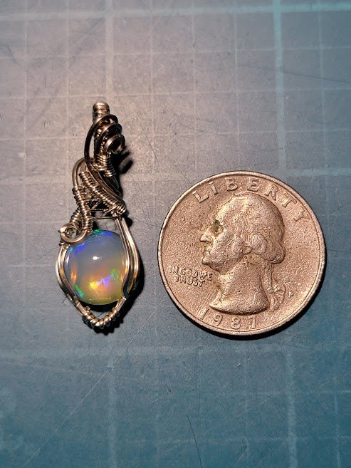 Natural Ethiopian Opal in Sterling Silver Pendant
