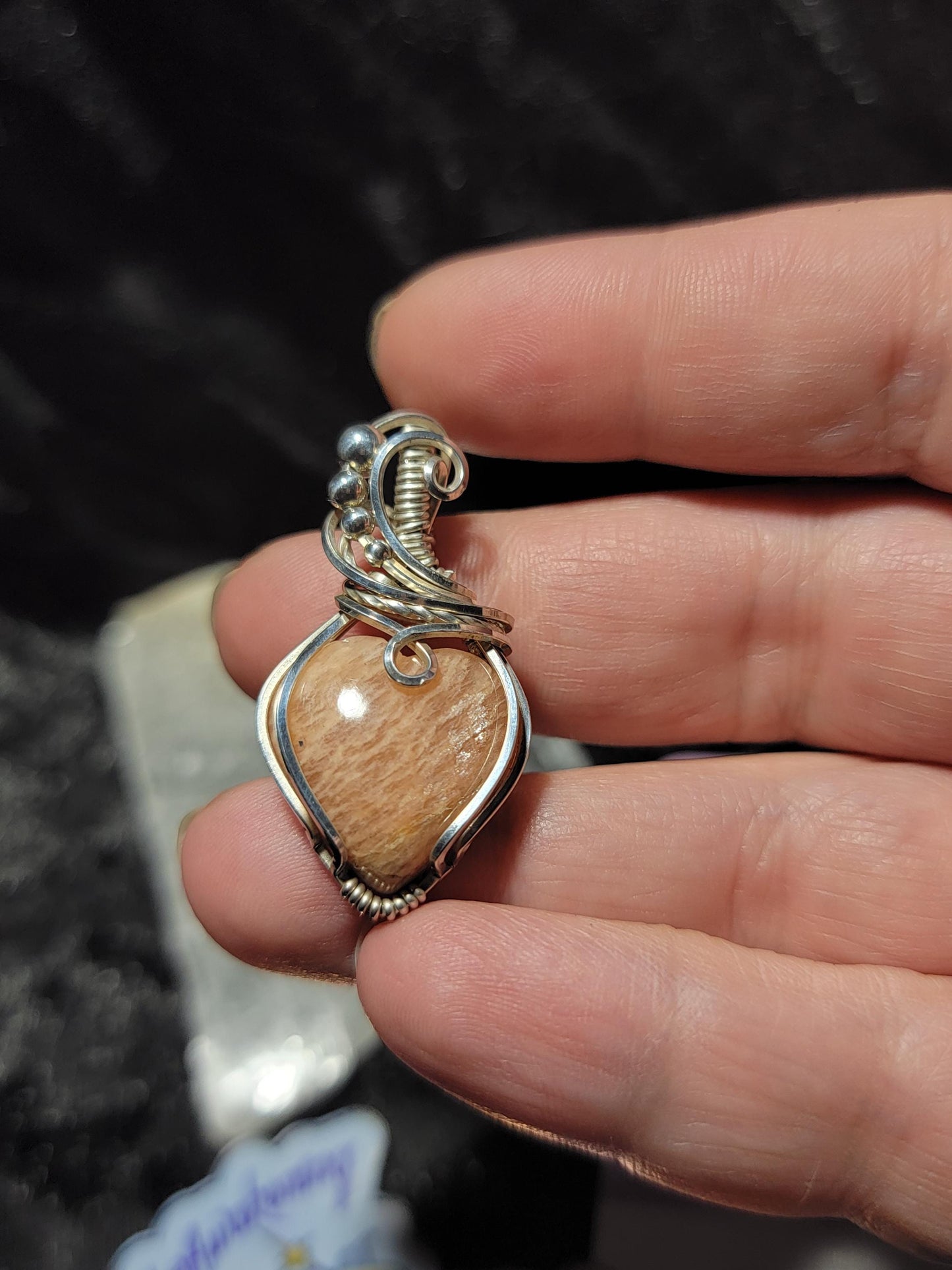 Peach Moonstone Heart in Sterling Silver