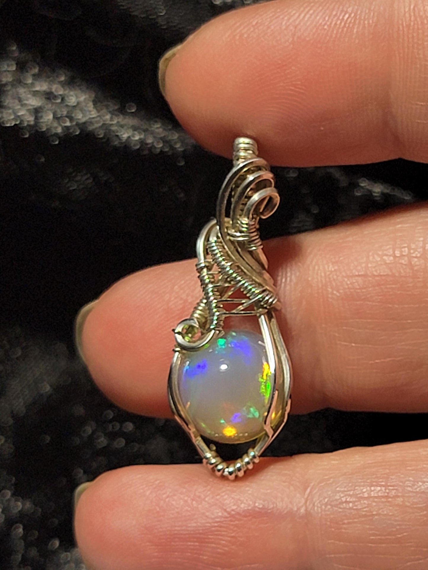 Natural Ethiopian Opal in Sterling Silver Pendant