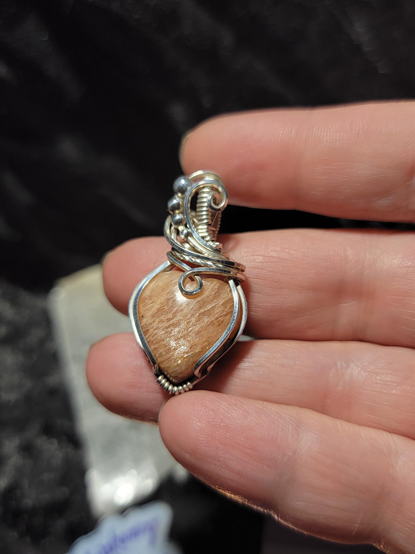 Peach Moonstone Heart in Sterling Silver
