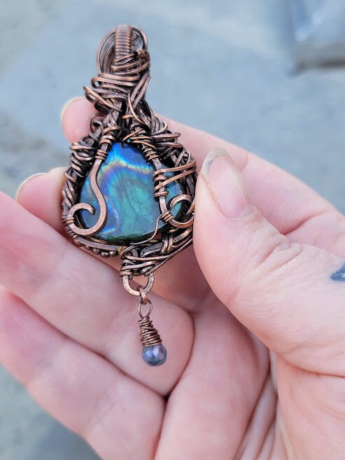 Labradorite w/ Mystic & Blue Topaz in Antiqued Copper