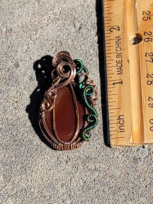 Red Agate Pumpkin in Antiqued Copper