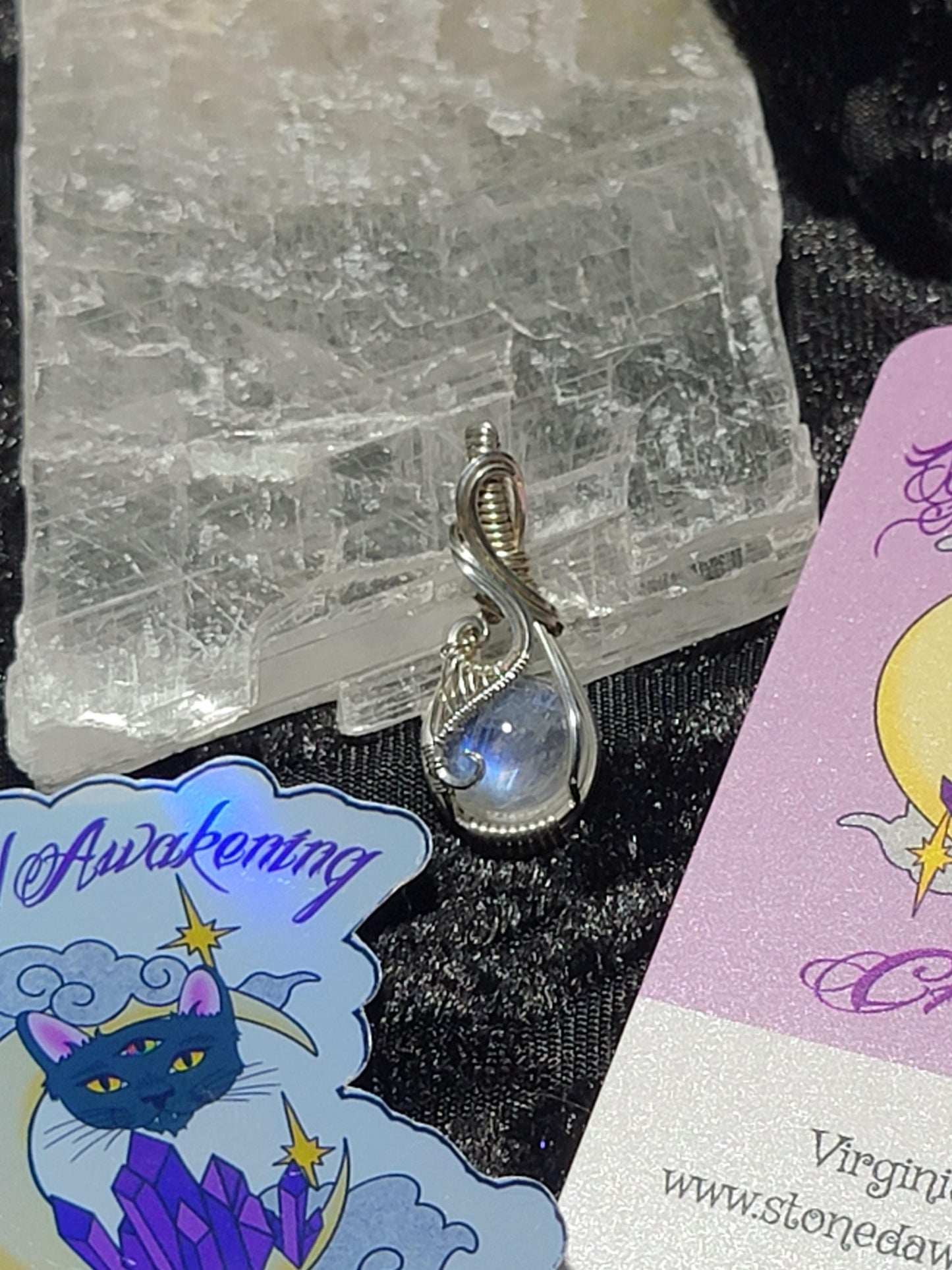 Mini Blue Flash Rainbow Moonstone in Sterling Silver