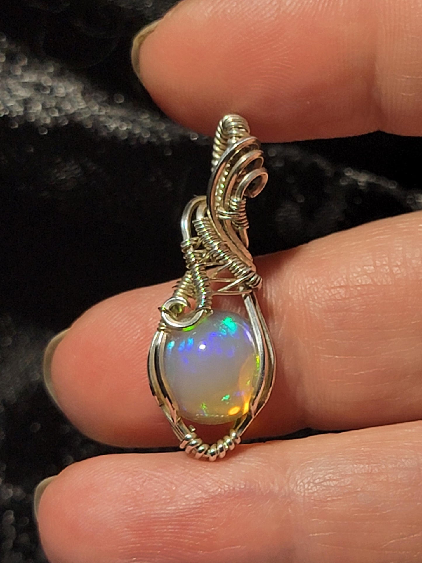 Natural Ethiopian Opal in Sterling Silver Pendant
