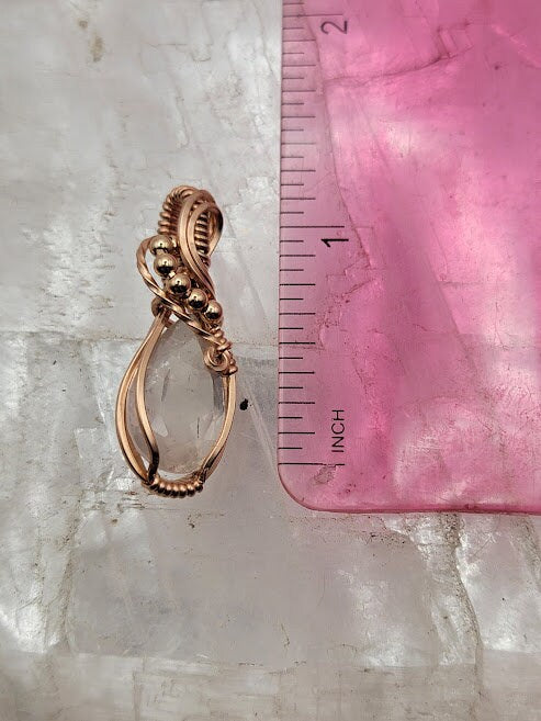 Faceted Rose Quartz in 14k Rose Gold Filled Wire