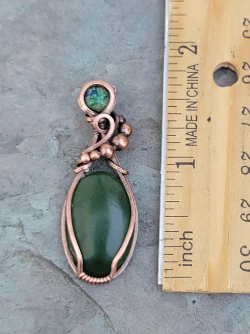 Serpentine w/ Azurmalachite in Antiqued Copper