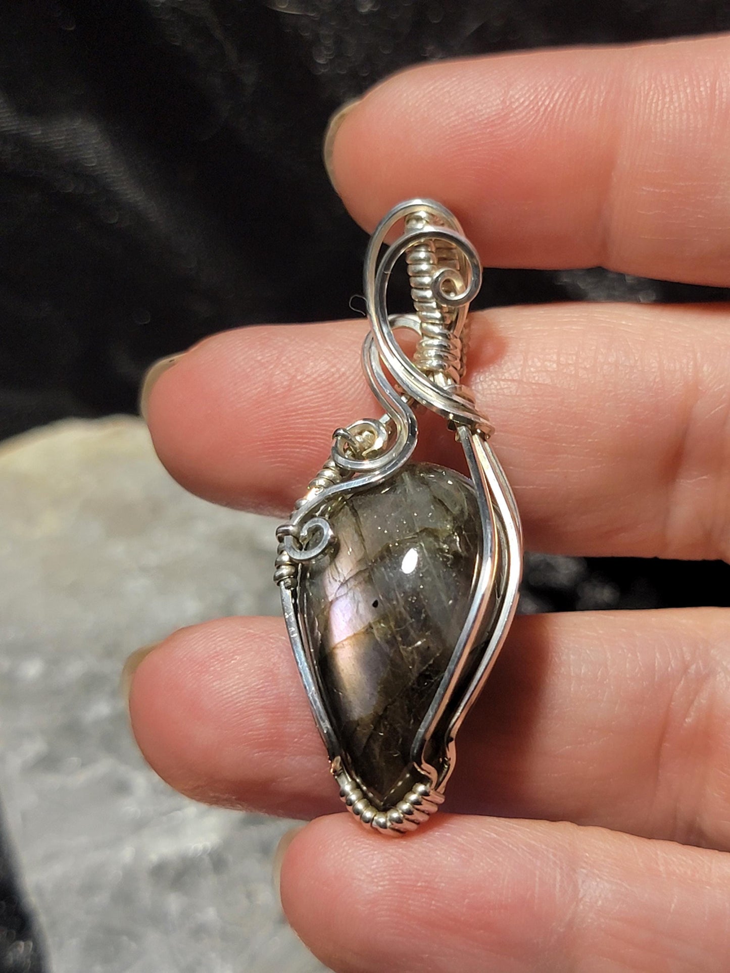 Purple Flash Labradorite in Sterling Silver