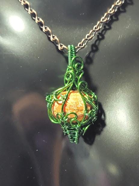 Regalite Pumpkin Pendant in Green Craft Wire