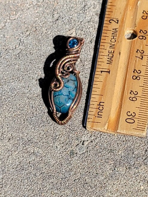 Blue Dragon Veins Agate w/ Blue Apatite in Antiqued Copper