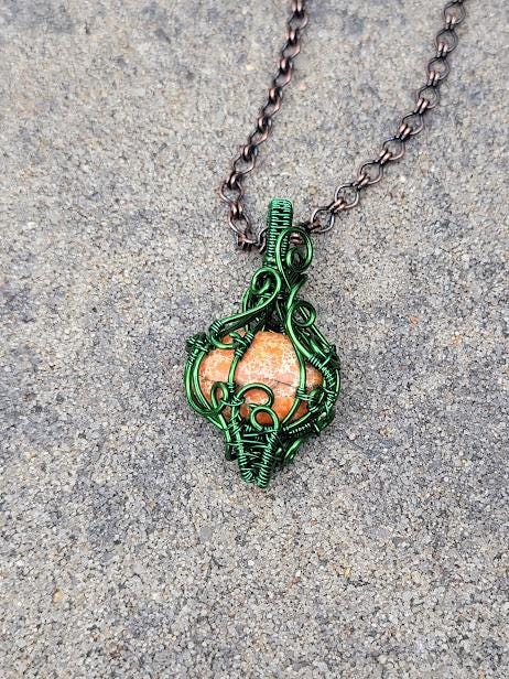 Regalite Pumpkin Pendant in Green Craft Wire