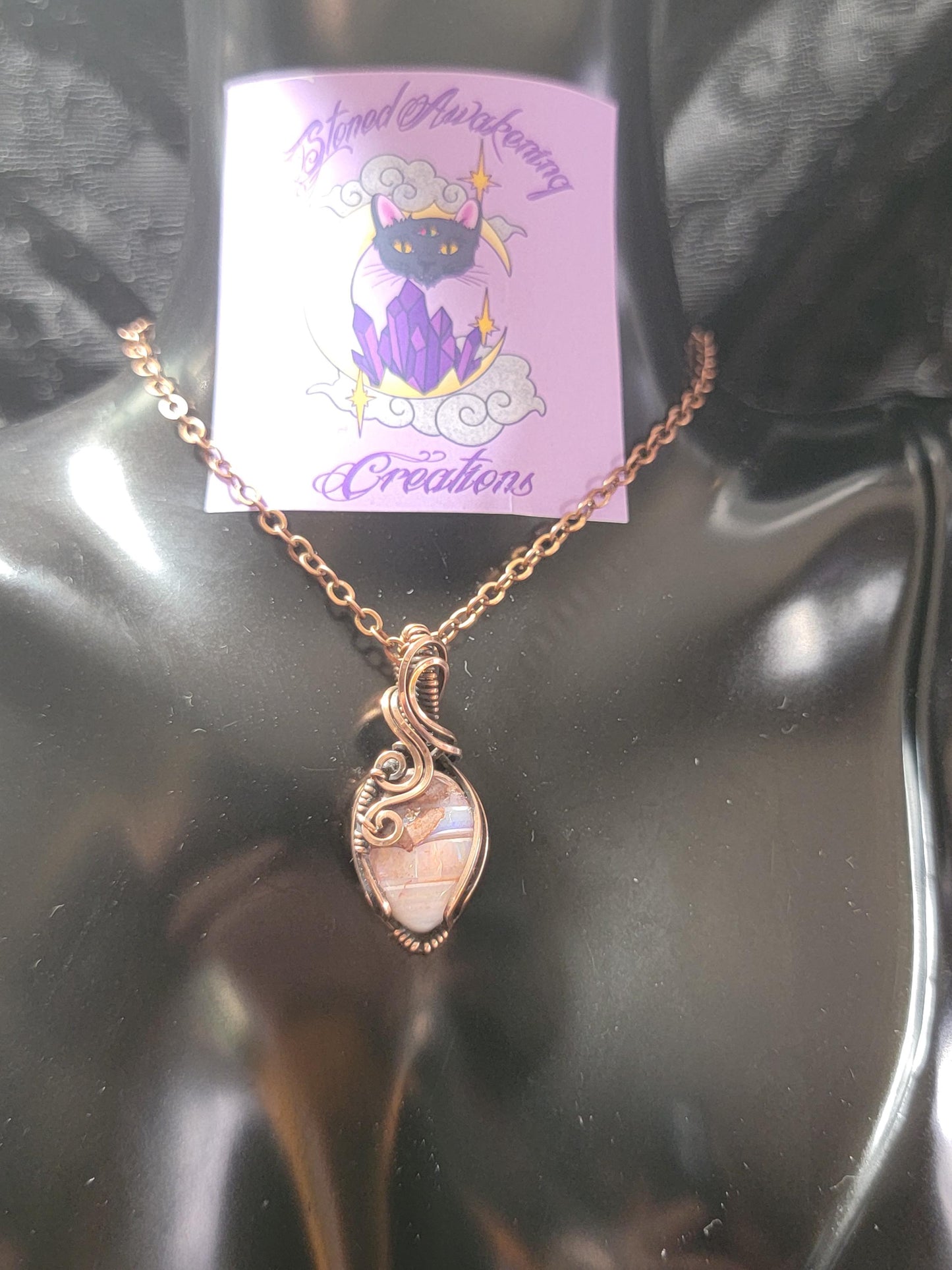 Mexican Fire Opal in Antiqued Copper