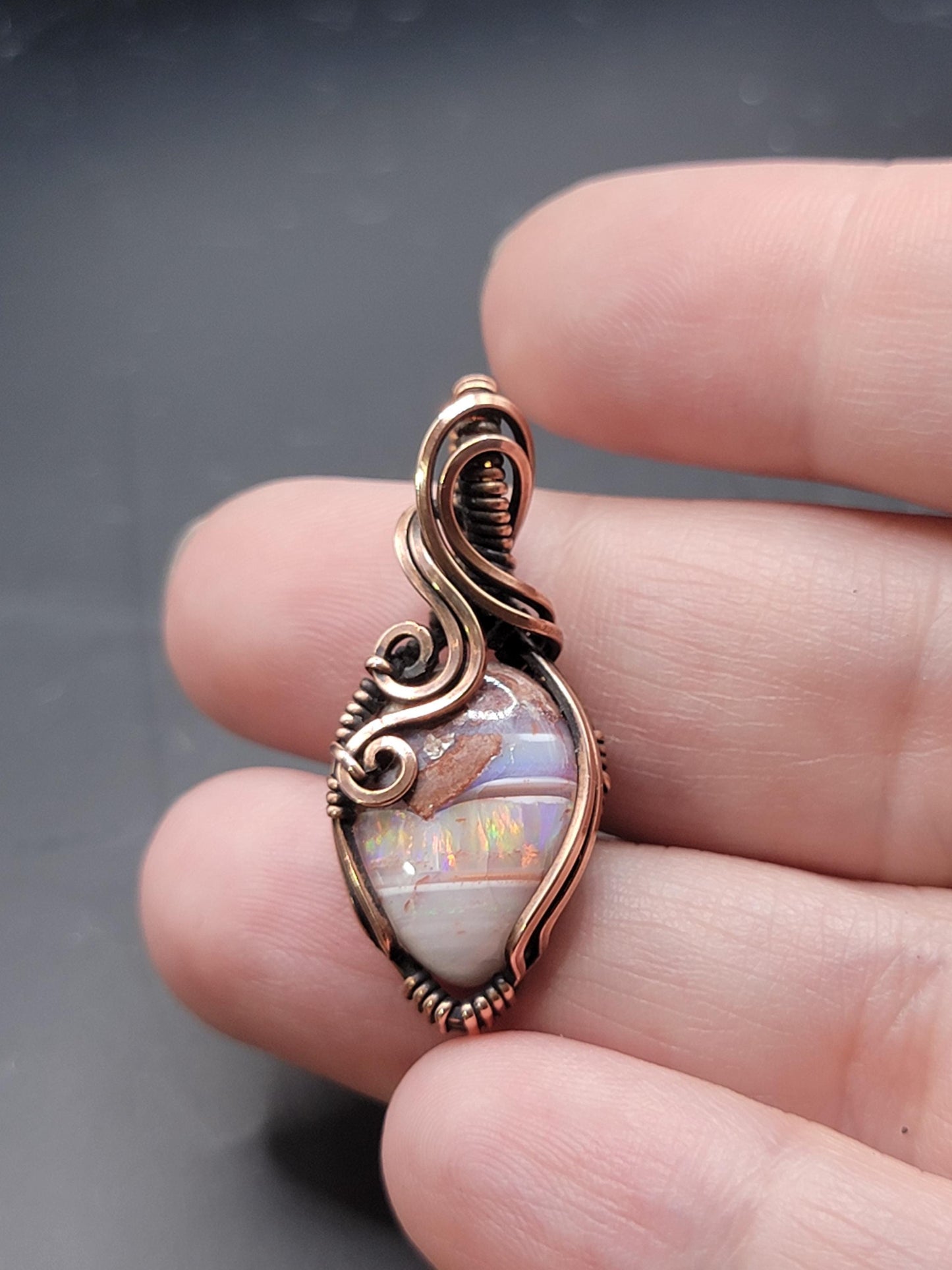 Mexican Fire Opal in Antiqued Copper