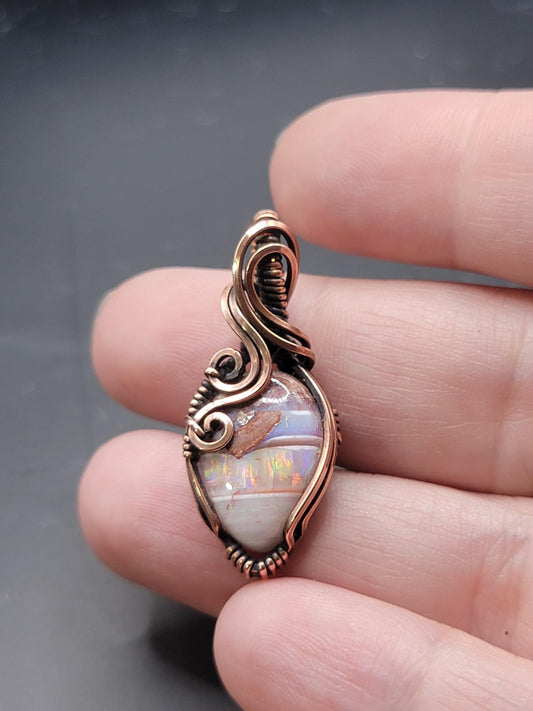 Mexican Fire Opal in Antiqued Copper