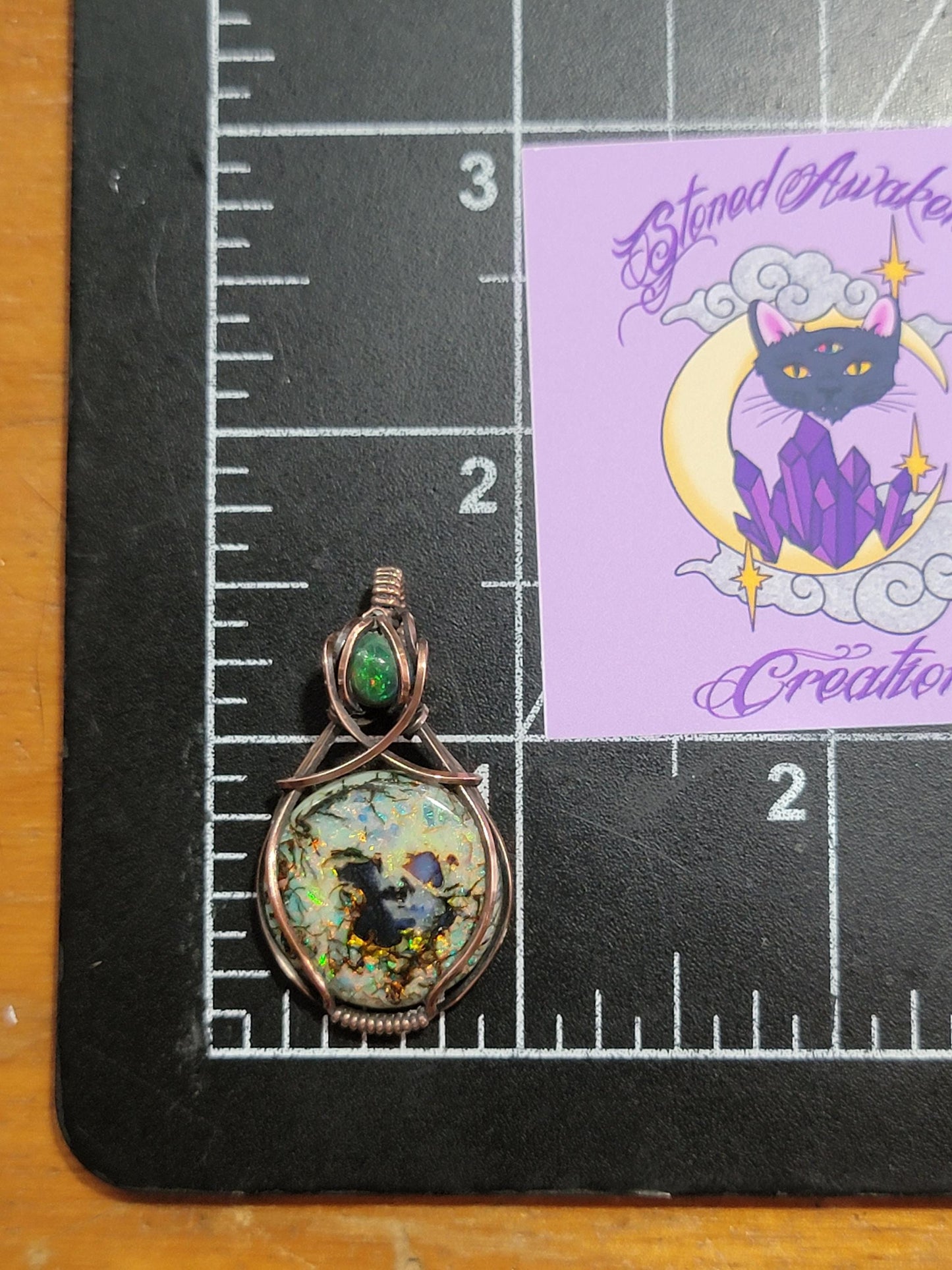 Sterling Opal w/ Black Ethiopian Opal in Antiqued Copper