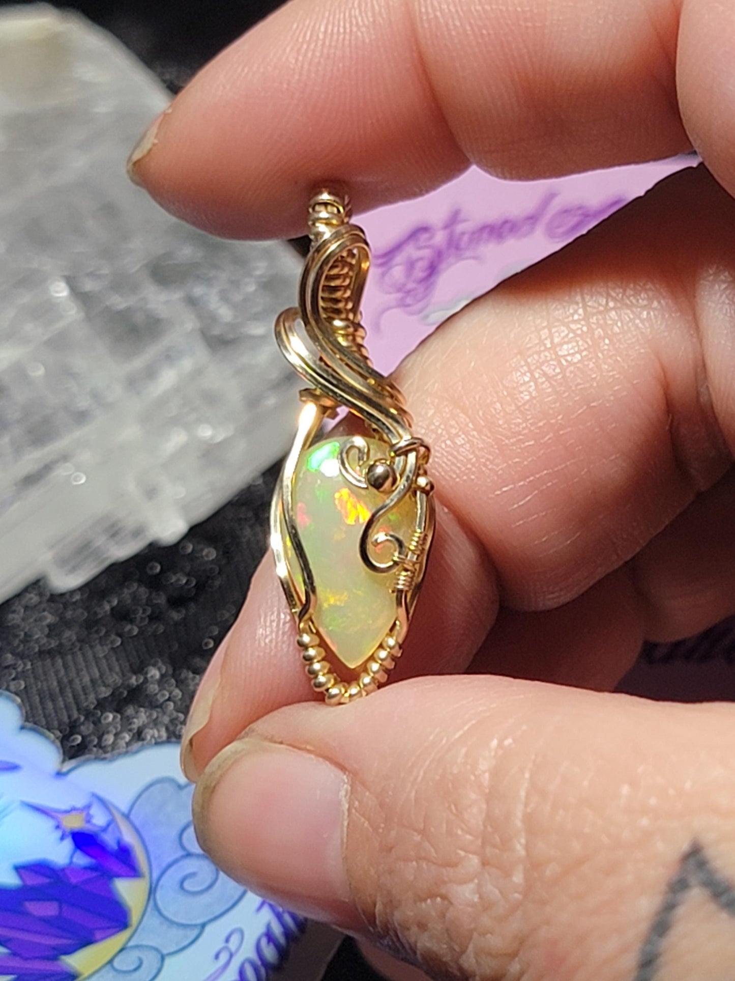Natural Ethiopian Opal w/ Quarry Inlay in 14k Gold Filled