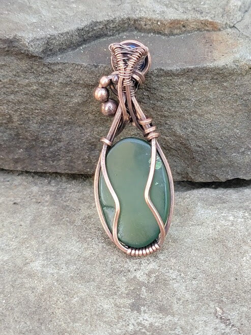 Serpentine w/ Azurmalachite in Antiqued Copper