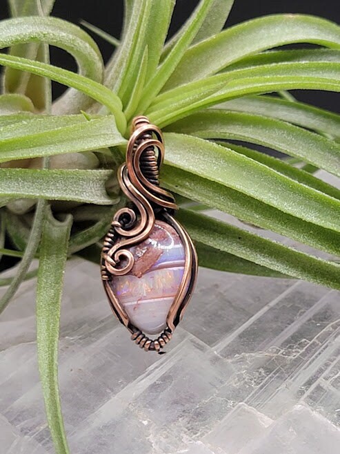Mexican Fire Opal in Antiqued Copper