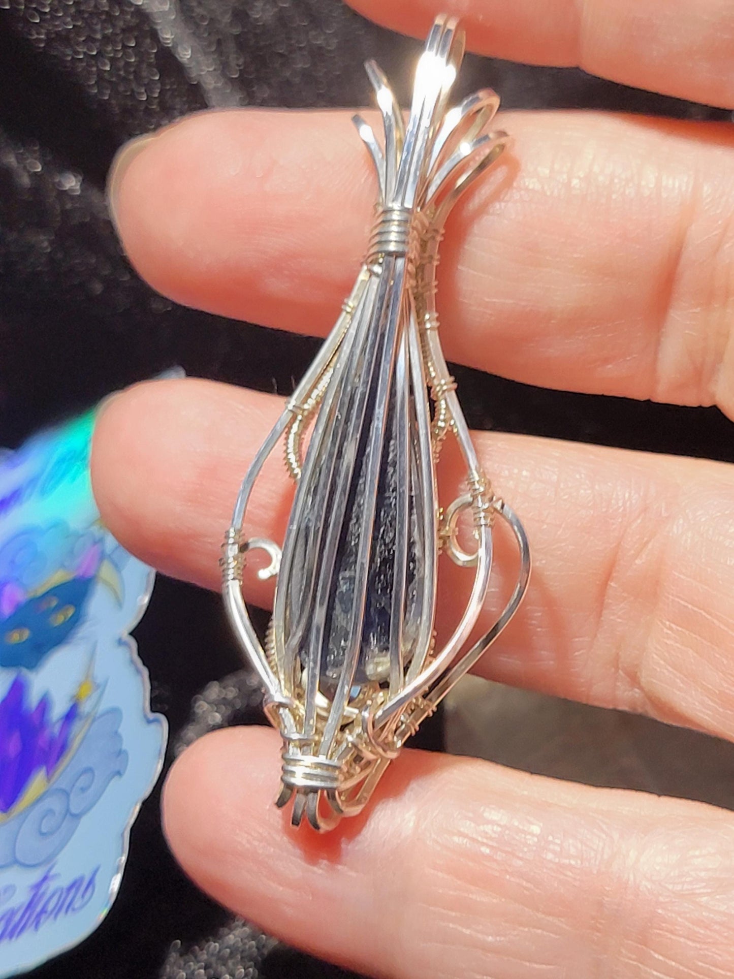 Blue Kyanite with Sky Blue Topaz in Sterling Silver Wire Wrapped Pendant