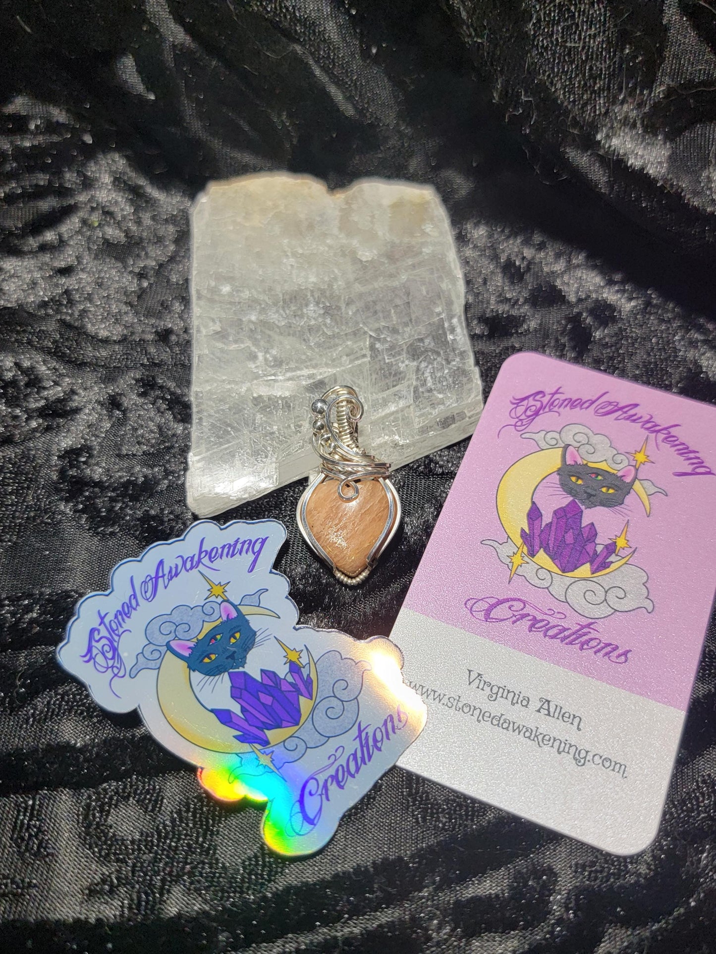 Peach Moonstone Heart in Sterling Silver