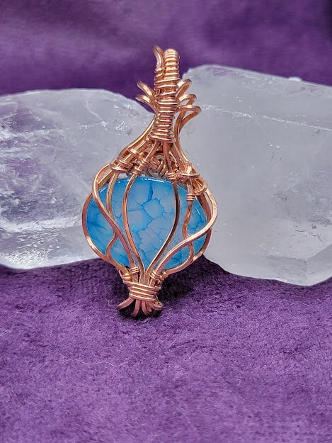 Blue Dragon Veins Agate w/ Ethiopian Opal in Bright Copper