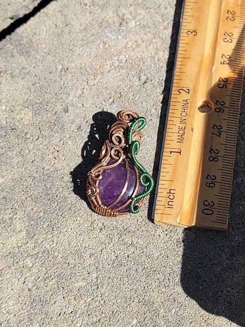 Amethyst Pumpkin Pendant in Antiqued Copper