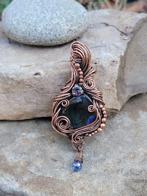 Labradorite w/ Mystic & Blue Topaz in Antiqued Copper