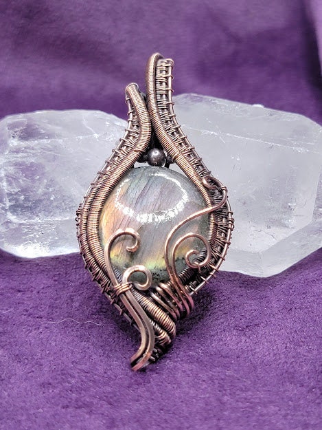Flashy Labradorite in Antiqued Copper