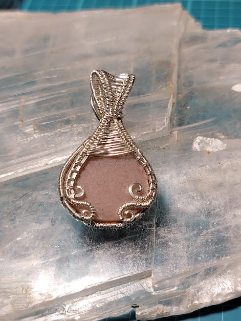 Peach Moonstone w/ Rainbow Moonstone in Sterling Silver