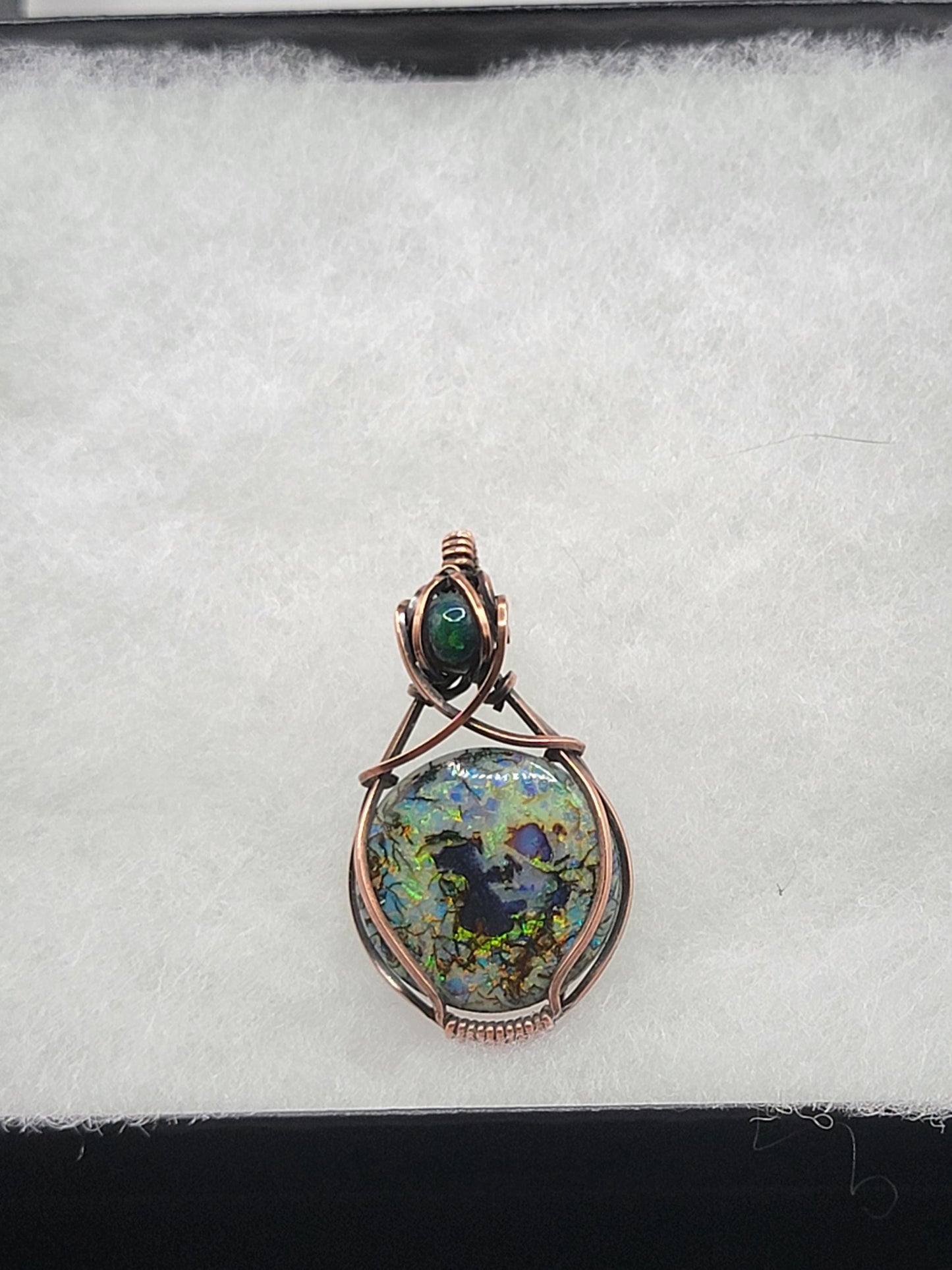 Sterling Opal w/ Black Ethiopian Opal in Antiqued Copper
