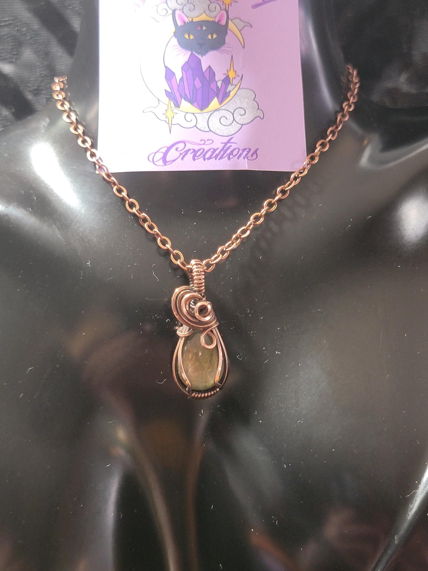 Dainty Labradorite in Antiqued Copper