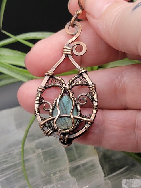 Labradorite w/ Amethyst in Antiqued Copper