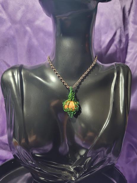 Regalite Pumpkin Pendant in Green Craft Wire