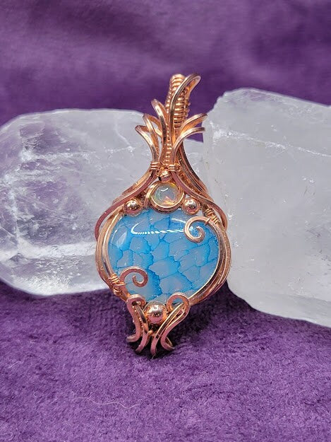 Blue Dragon Veins Agate w/ Ethiopian Opal in Bright Copper