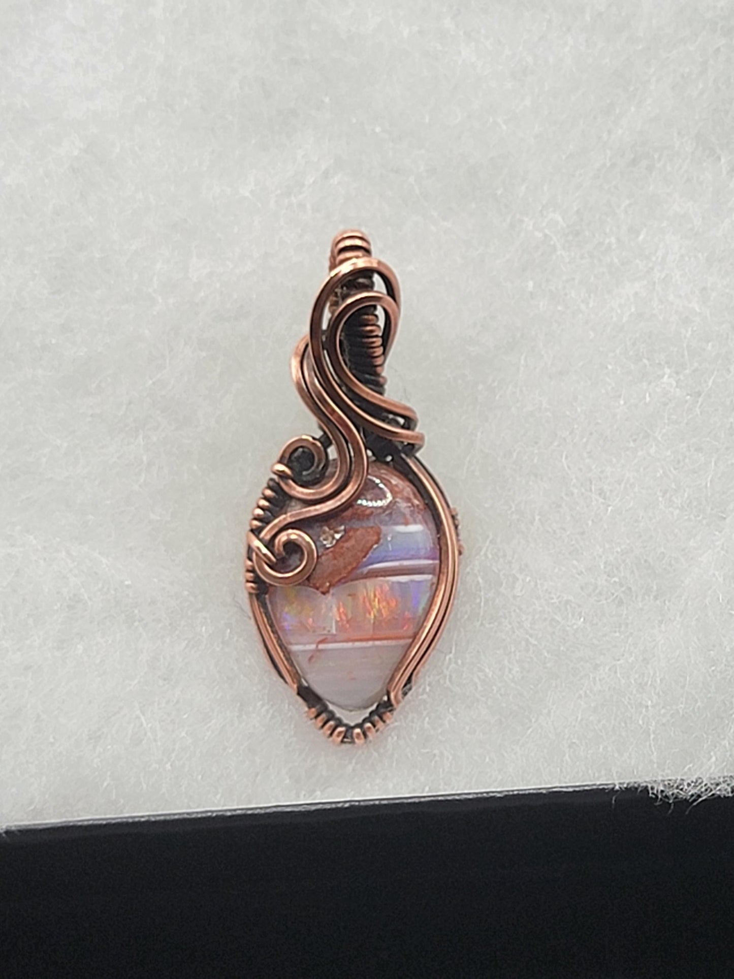 Mexican Fire Opal in Antiqued Copper