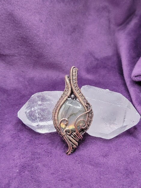 Flashy Labradorite in Antiqued Copper