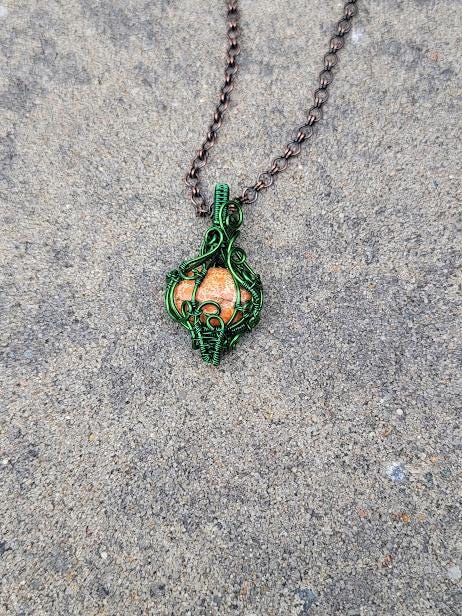 Regalite Pumpkin Pendant in Green Craft Wire
