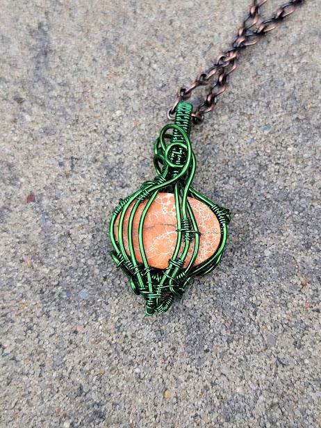 Regalite Pumpkin Pendant in Green Craft Wire