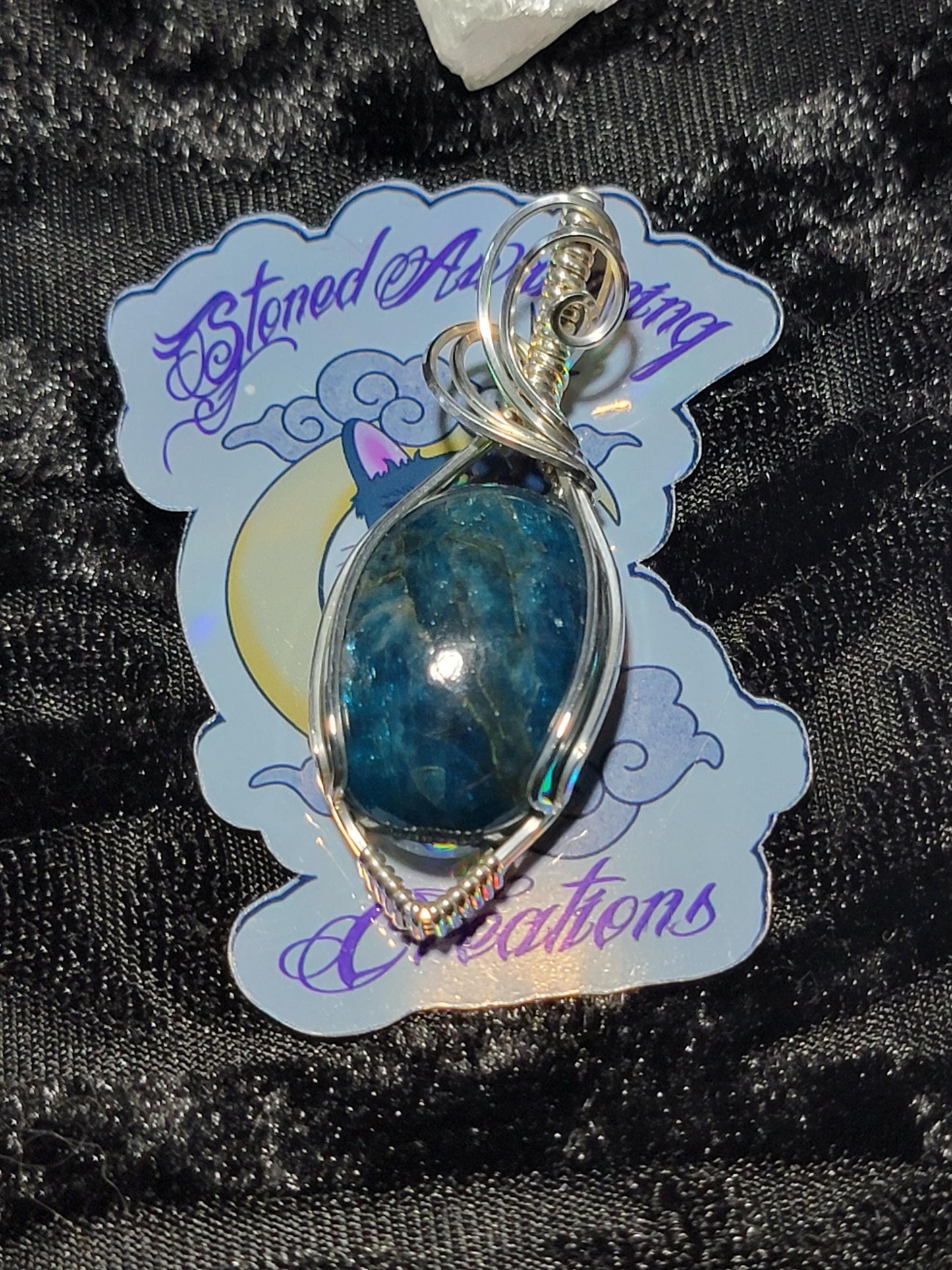 Blue Apatite in Sterling Silver Pendant