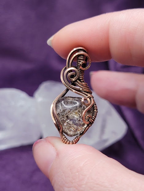 Garden Quartz Heart in Antiqued Copper