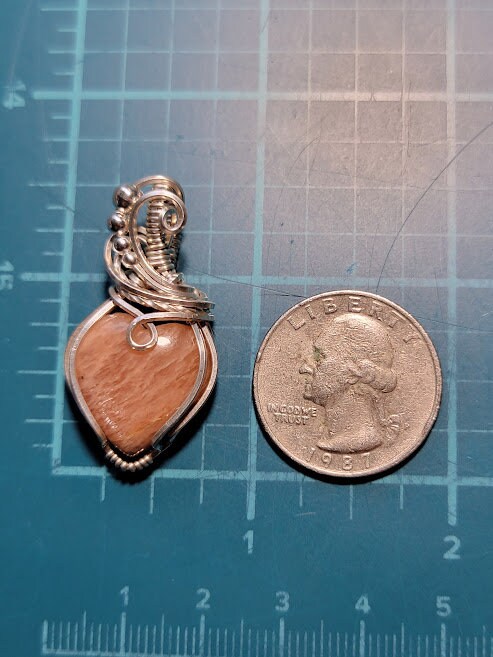 Peach Moonstone Heart in Sterling Silver