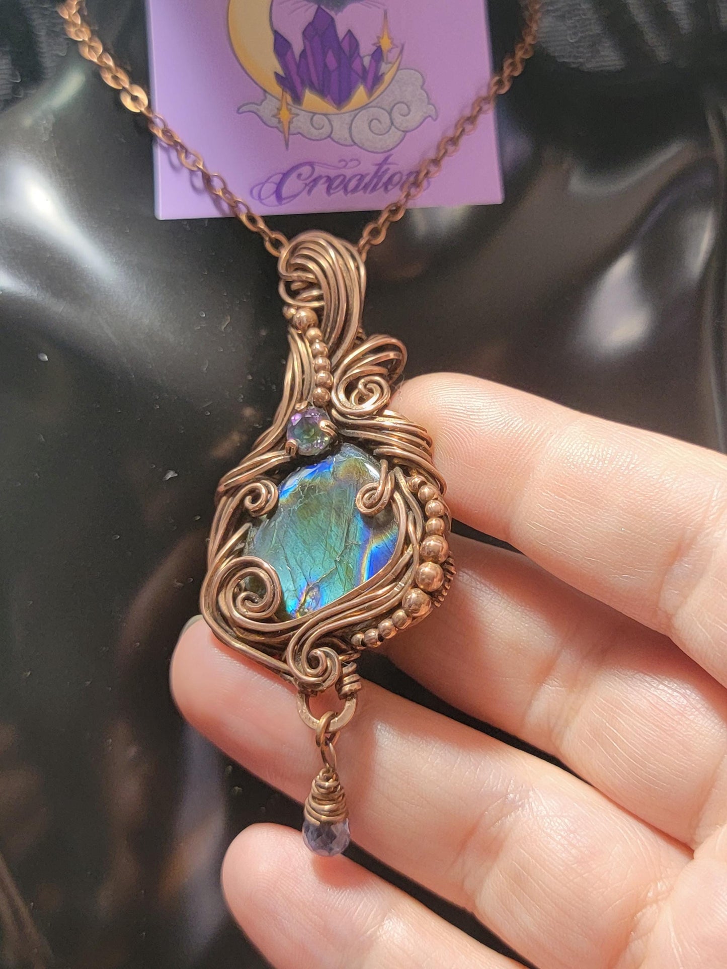 Labradorite w/ Mystic & Blue Topaz in Antiqued Copper
