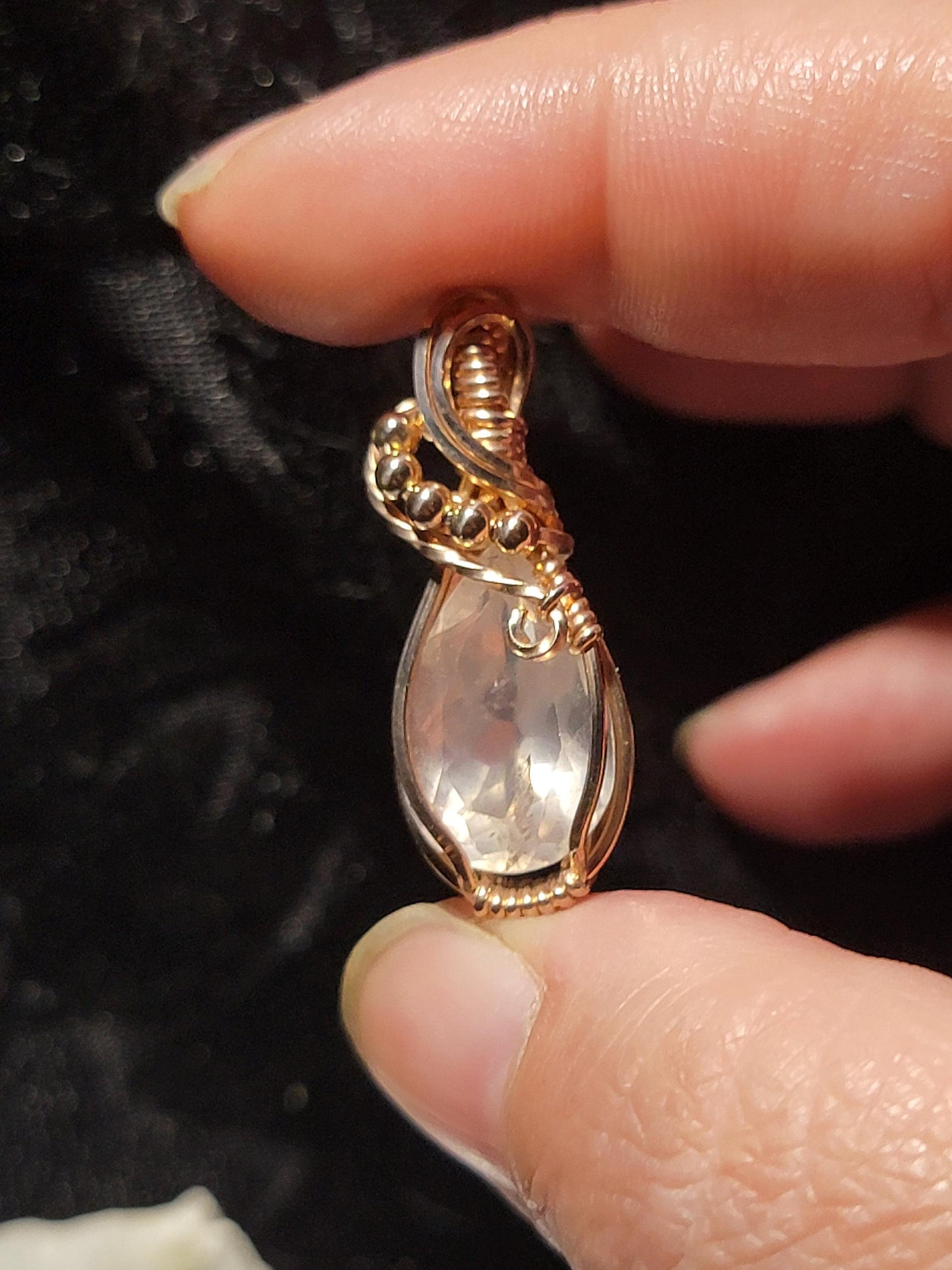Faceted Rose Quartz in 14k Rose Gold Filled Wire
